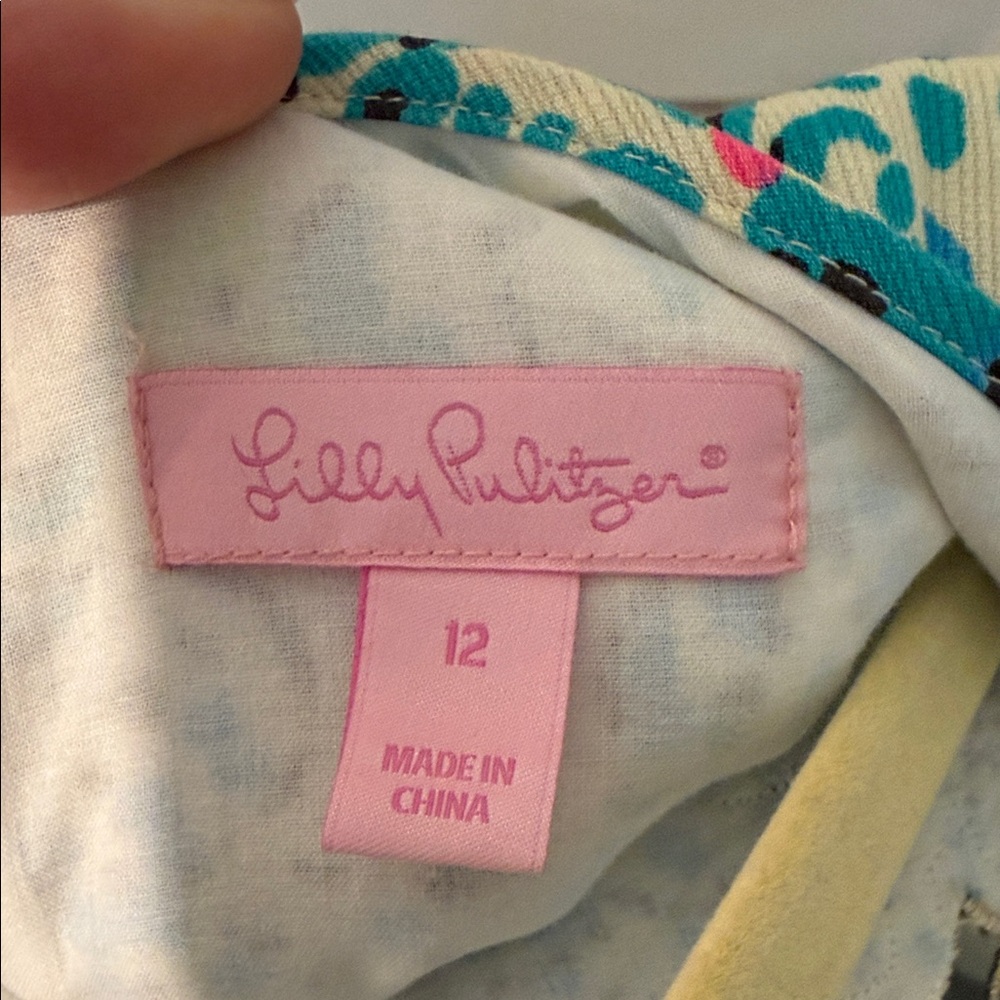 Lilly Pulitzer Sleeveless Mini Dress in Teal, Blue & Cream Print - Picture 2 of 7